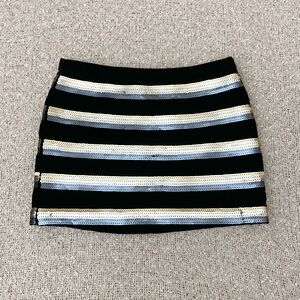 Jessica Simpson Black Velvet Sequin Striped Mini Skirt